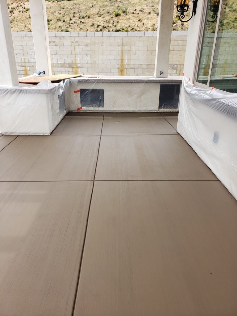 Concrete patio with scored joints, second view